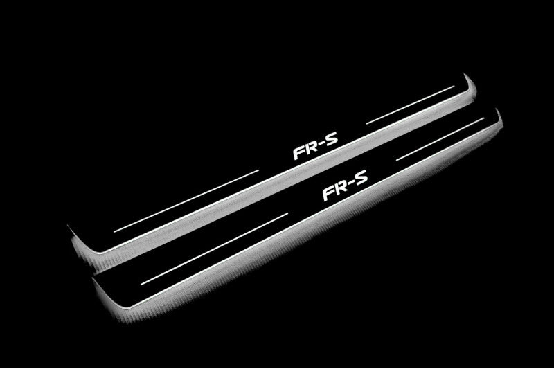 Scion FR-S 2012-2017 LED Door Sills PRO LED Door Sills Illuminated Scuff Logo FR-S Stainless Steel Entry Guards Door Sills opdesign