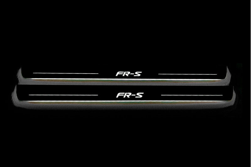 Scion FR-S 2012+ door sill plates in stainless steel with FR-S logo