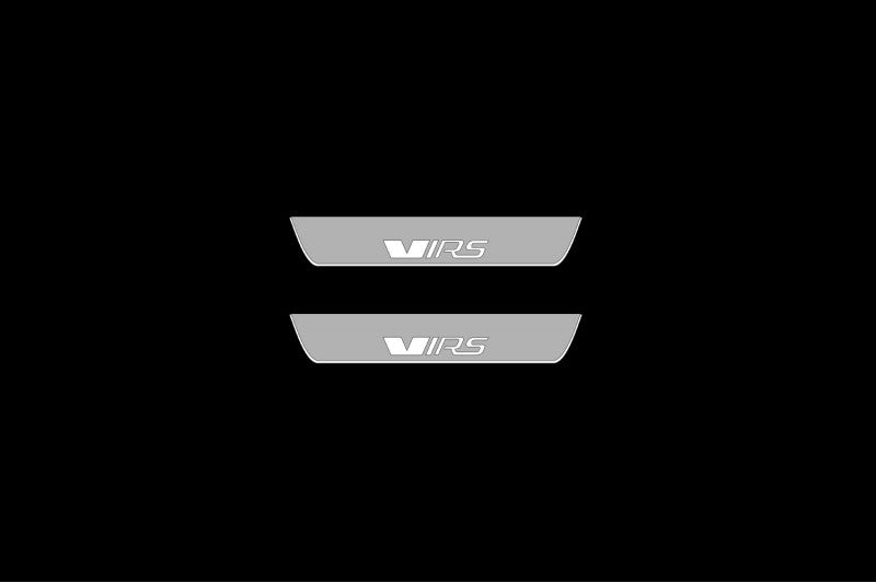 Illuminated LED Door Sill Tread Plates Skoda Octavia II (A5) 2004-2013 With VRS Logo Skoda Led Door Sills opdesign