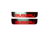 Subaru Forester IV 2012+ illuminated entry guards in stainless steel with Forester logo