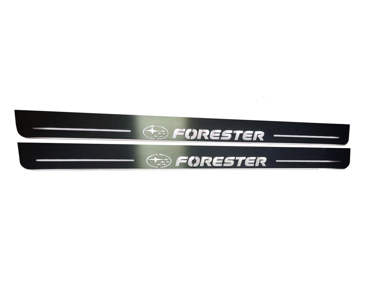 stainless steel LED door sill plates with Subaru Forester IV 2012+ with Forester logo