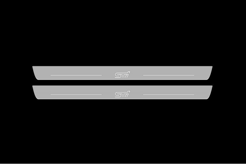 Illuminated LED Door Sill Tread Plates Subaru Impreza III 2007-2014 With STI Logo Subaru Led Door Sills opdesign