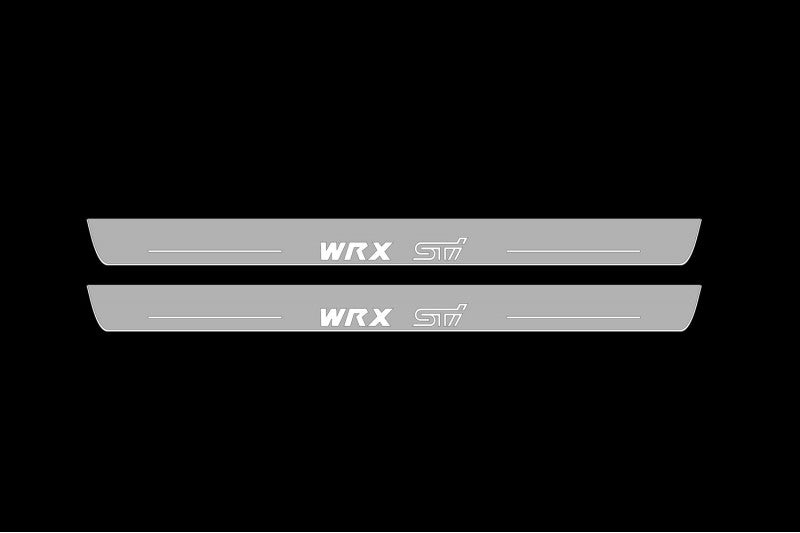 Illuminated LED Door Sill Tread Plates Subaru Impreza III 2007-2014 With WRX STI Logo Subaru Led Door Sills opdesign