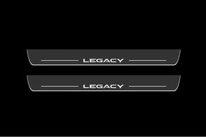 Illuminated LED Door Sill Tread Plates Subaru Legacy V 2009-2014 With Legacy Logo Subaru Led Door Sills opdesign
