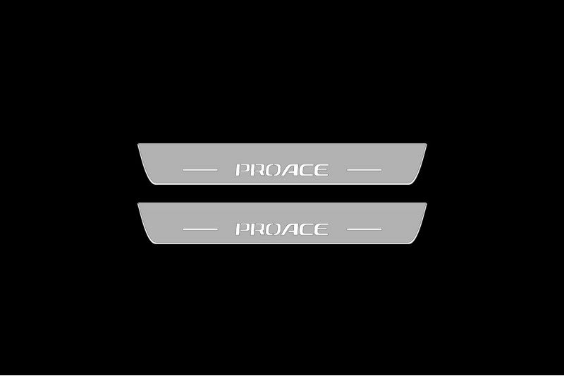 Illuminated LED Door Sill Tread Plates Toyota ProAce II 2016+ With ProAce Logo Toyota Led Door Sills opdesign