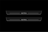stainless steel LED door sill plates with Vauxhall Astra V 2004+ with Astra logo