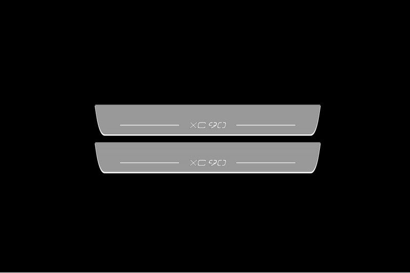 Illuminated LED Door Sill Tread Plates Volvo XC90 II 2015+ With XC90 Logo Volvo Led Door Sills opdesign
