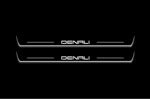 GMC Canyon III GMT31 2022–Present — Stainless Steel LED Door Sills — Denali Logo