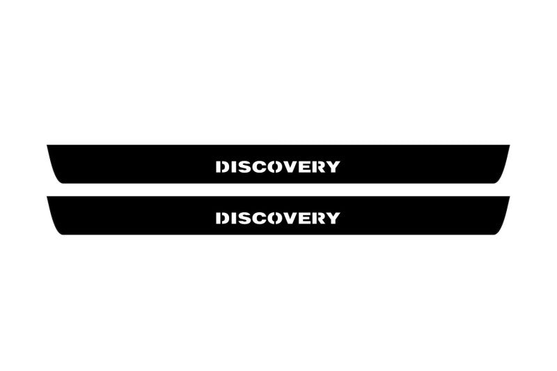 Land Rover Discovery IV 2009+ entry guards in stainless steel with Discovery logo