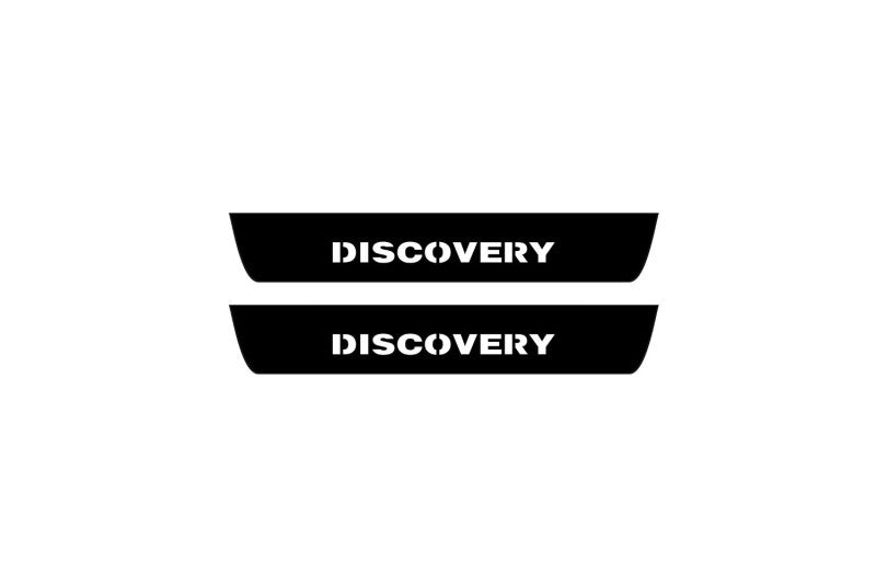 Land Rover Discovery III 2004+ entry guards in stainless steel with Discovery logo