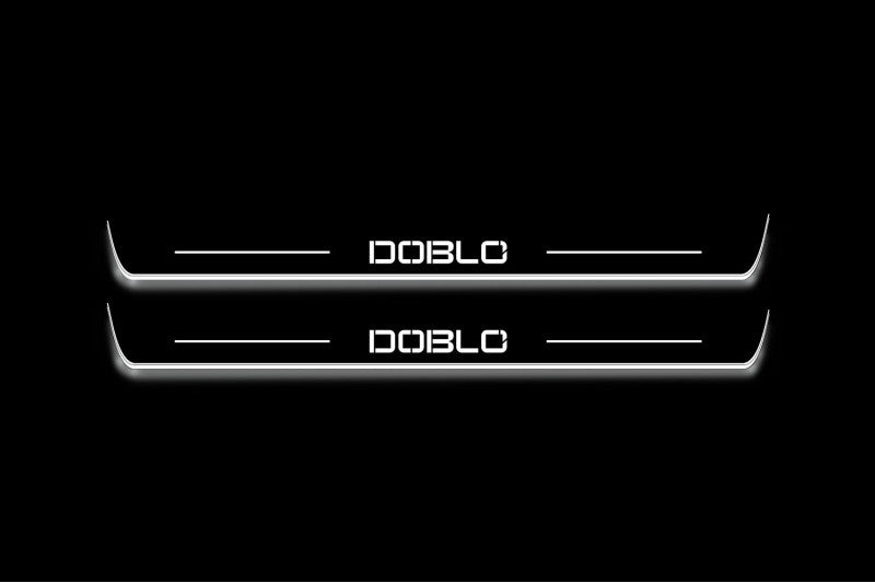 LED door sill plates for Fiat Doblo 2010+ stainless steel with Doblo logo