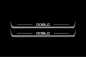 Fiat Doblo II 2010+ LED Door Sills Illuminated Scuff Doblo Logo Stainless Steel Entry Guards