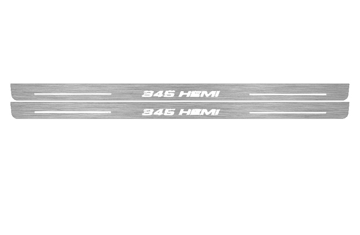 Dodge 345-front Stainless exact FRONT day; original geometry and white artwork
