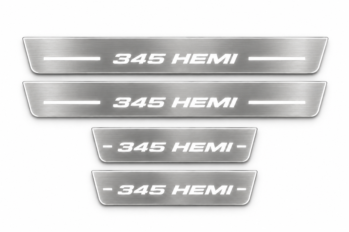 345 HEMI Stainless Full kit, two long and two short plates, daylight visualization.