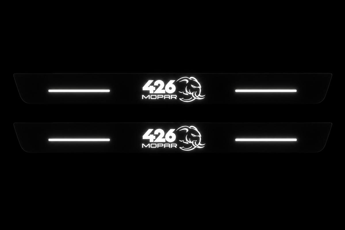 426 MOPAR Hellephant Matte PRO Front Pair two exact plates night