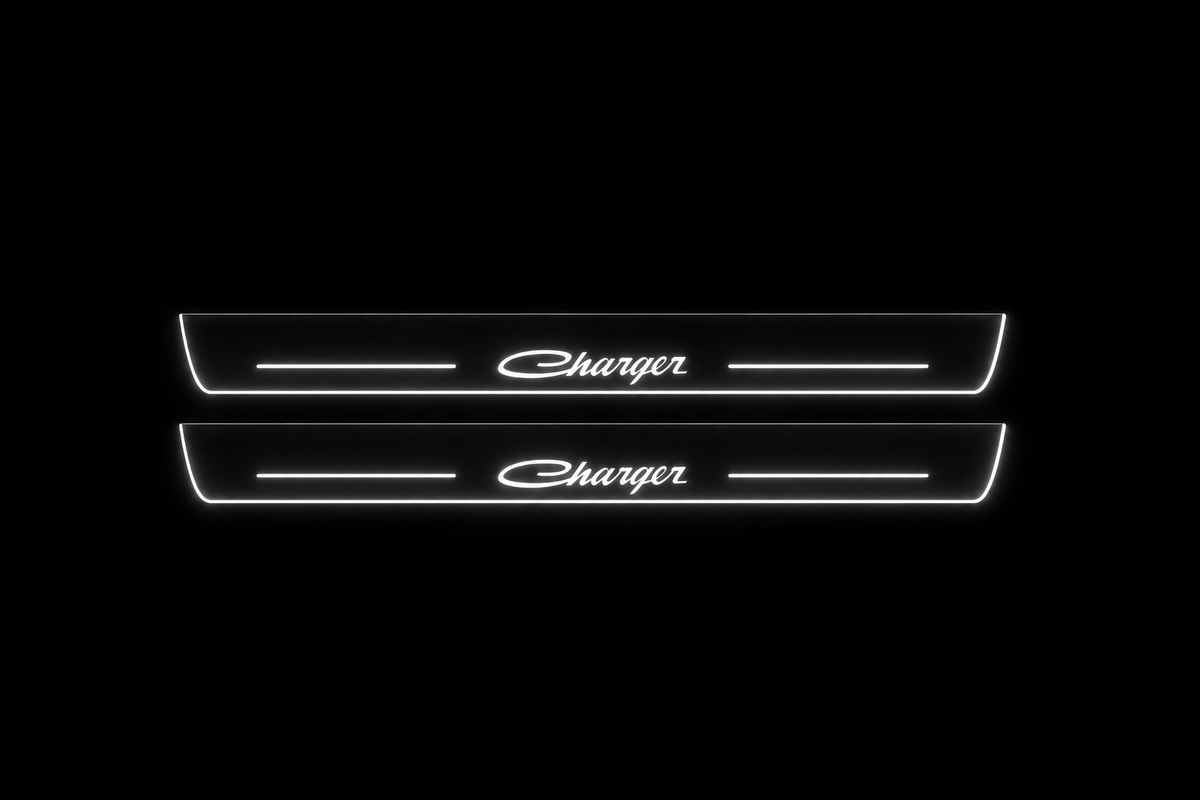 Charger original script exact Front2 Stainless night white bars lettering side edges