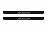 Dodge Charger Sedan LD JAILBREAK Matte PRO LED door sills, FRONT two-piece catalogue illustration, matte black with white illumination