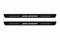 Dodge Charger Sedan LD JAILBREAK Matte PRO LED door sills, FRONT two-piece catalogue illustration, matte black with white illumination