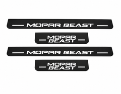 Dodge Charger Sedan LD MOPAR BEAST Matte PRO LED door sills, four-piece catalogue illustration, matte black with white illumination