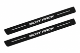 Dodge Charger Sedan LD SCAT PACK Matte PRO LED door sills, FRONT two-piece catalogue illustration, matte black with white illumination