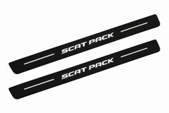 Dodge Charger Sedan LD SCAT PACK Matte PRO LED door sills, FRONT two-piece catalogue illustration, matte black with white illumination