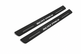 Dodge Charger Sedan LD Scat Pack Matte PRO LED door sills, FRONT two-piece catalogue illustration, matte black with white illumination