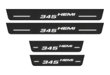 Dodge Durango III 345 HEMI Matte PRO LED door sills, FRONT and REAR four-piece illustration, matte black with white illumination