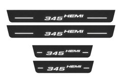 Dodge Durango III 345 HEMI Matte PRO LED door sills, FRONT and REAR four-piece illustration, matte black with white illumination