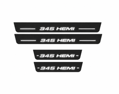 Dodge Durango III 345 HEMI Type 2 Matte PRO LED door sills, FRONT and REAR four-piece illustration, matte black with white illumination