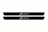 Catalogue illustration of two front black Matte PRO LED door sill plates with illuminated Xiceman lettering for Dodge Durango III; dimensions are selected during manufacture.