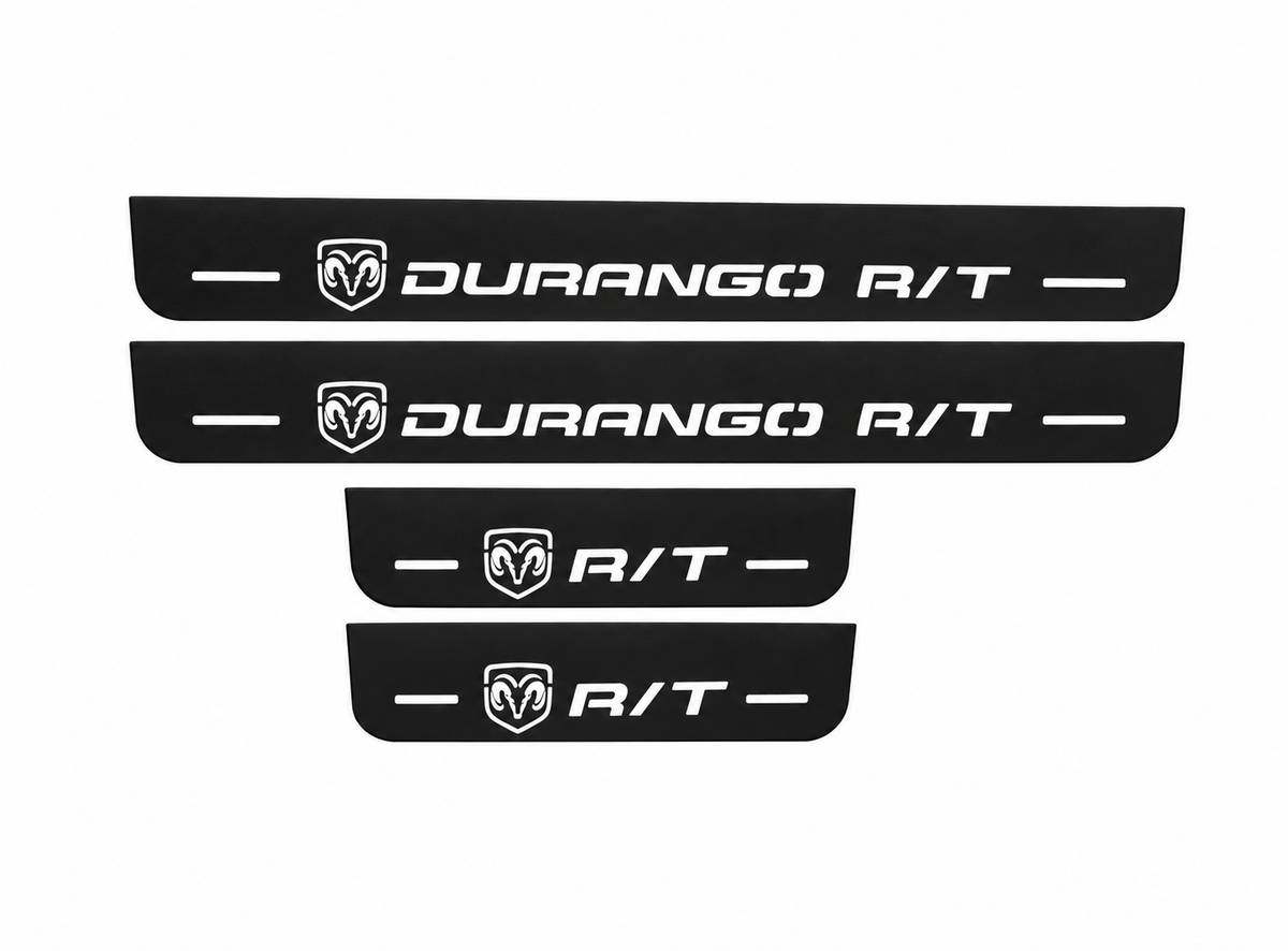 Dodge Durango III DURANGO R/T Matte PRO LED door sills, four-piece catalogue illustration, matte black with white illumination