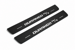 Dodge Durango III Durango R/T Matte PRO LED door sills, FRONT two-piece catalogue illustration, matte black with white illumination