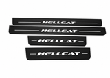 Dodge Durango III HELLCAT Matte PRO LED door sills, four-piece catalogue illustration, matte black with white illumination