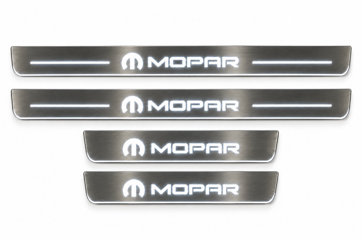 MOPAR Full Stainless kit, two long and two short plates, day view.