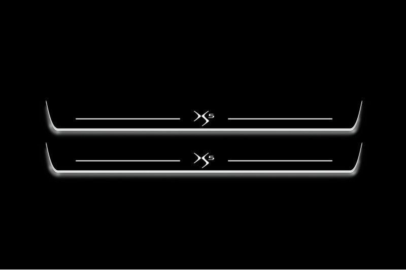 Citroen DS5 2011+ door sill plates in stainless steel with DS5 logo