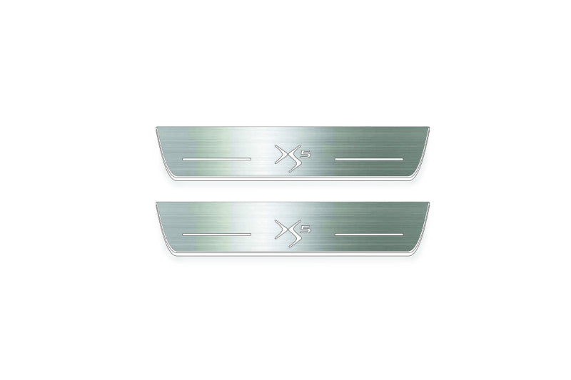 Citroen DS5 2011+ LED door sill plates in stainless steel with DS5 logo