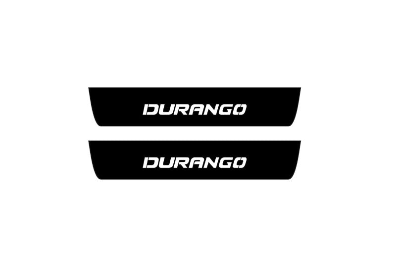 stainless steel illuminated door sill protectors for Dodge Durango III 2011+ with Durango logo
