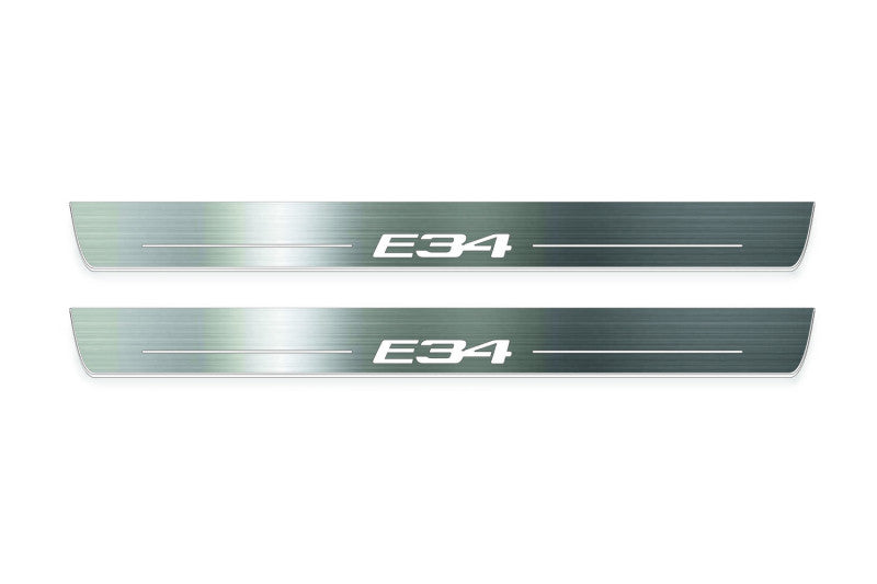 BMW 5 E34 1987+ LED door sill plates stainless steel with E34 logo