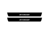matte black coated stainless steel illuminated door sill protectors with Ford Edge II 2014+ with Edge logo