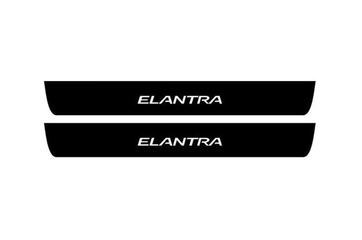 Hyundai Elantra Sedan AD 2015–2020 — Matte PRO LED Door Sills — Elantra Logo