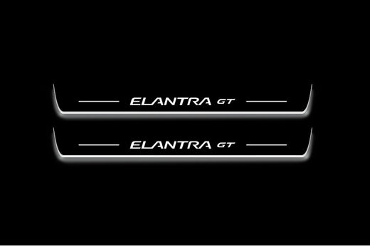 Hyundai Elantra GT 2013–2017 — Stainless Steel LED Door Sills — Elantra GT Logo