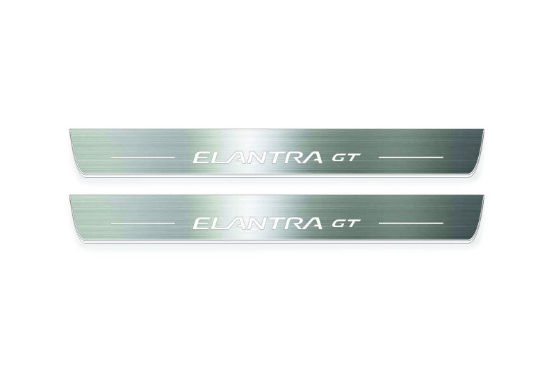 LED door sill plates for Hyundai Elantra GT 2013+ stainless steel with Elantra GT logo