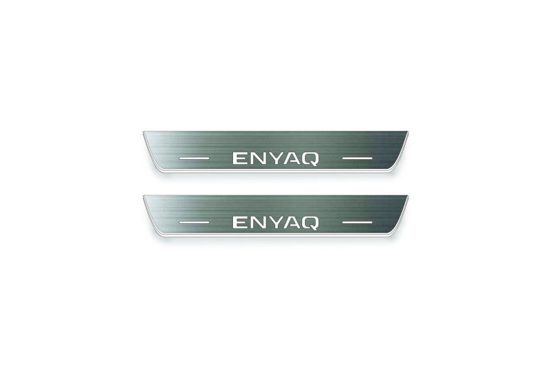 Skoda Enyaq IV 2020+ Stainless Steel LED Door Sills – Enyaq Logo