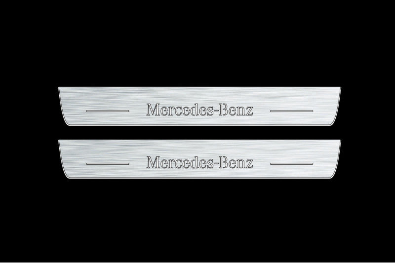 Illuminated LED Door Sill Tread Plates Mercedes EQC 2019+ With Mercedes-Benz Logo Mercedes Led Door Sills opdesign