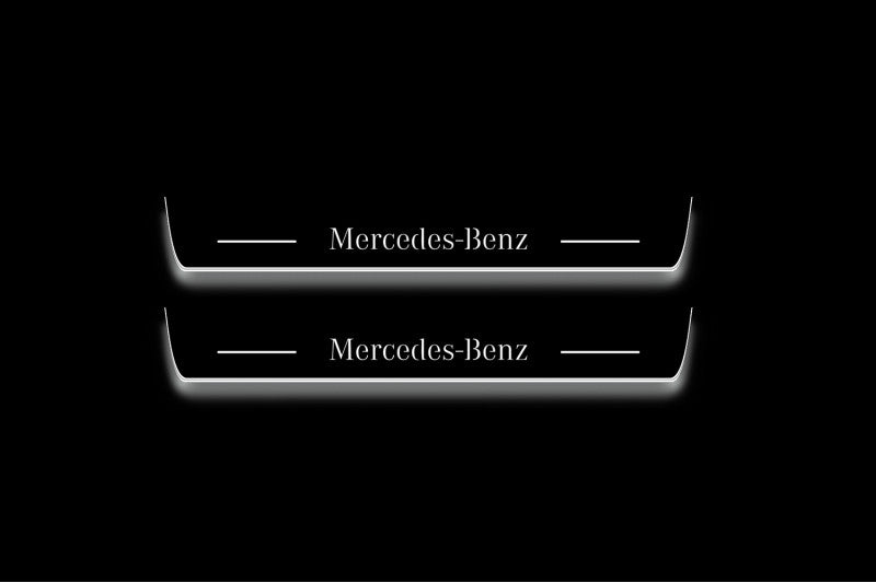 Mercedes EQE V295 Stainless Steel LED Door Sills – Mercedes-Benz Logo