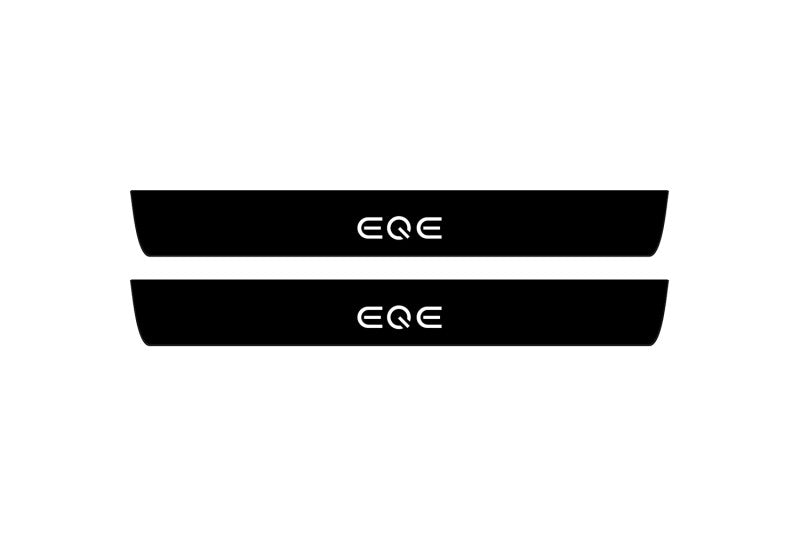 Mercedes EQE SUV 2022+ Illuminated Matte Sill Plates with logo EQE Mercedes Led Door Sills PRO opdesign