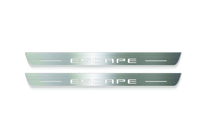 stainless steel LED door sill plates for Ford Escape IV 2020+ with Escape logo