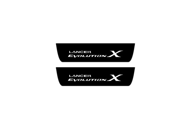 stainless steel illuminated door sill protectors for Mitsubishi Lancer X 2007+ with Lancer Evolution X logo
