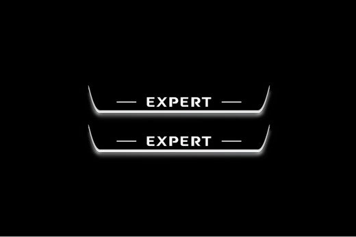Peugeot Expert K0 2016–2026 — Stainless Steel LED Door Sills — Expert Logo