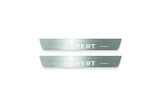 Two long silver-finished door sill plates with Expert lettering on a light background, straight-on view.